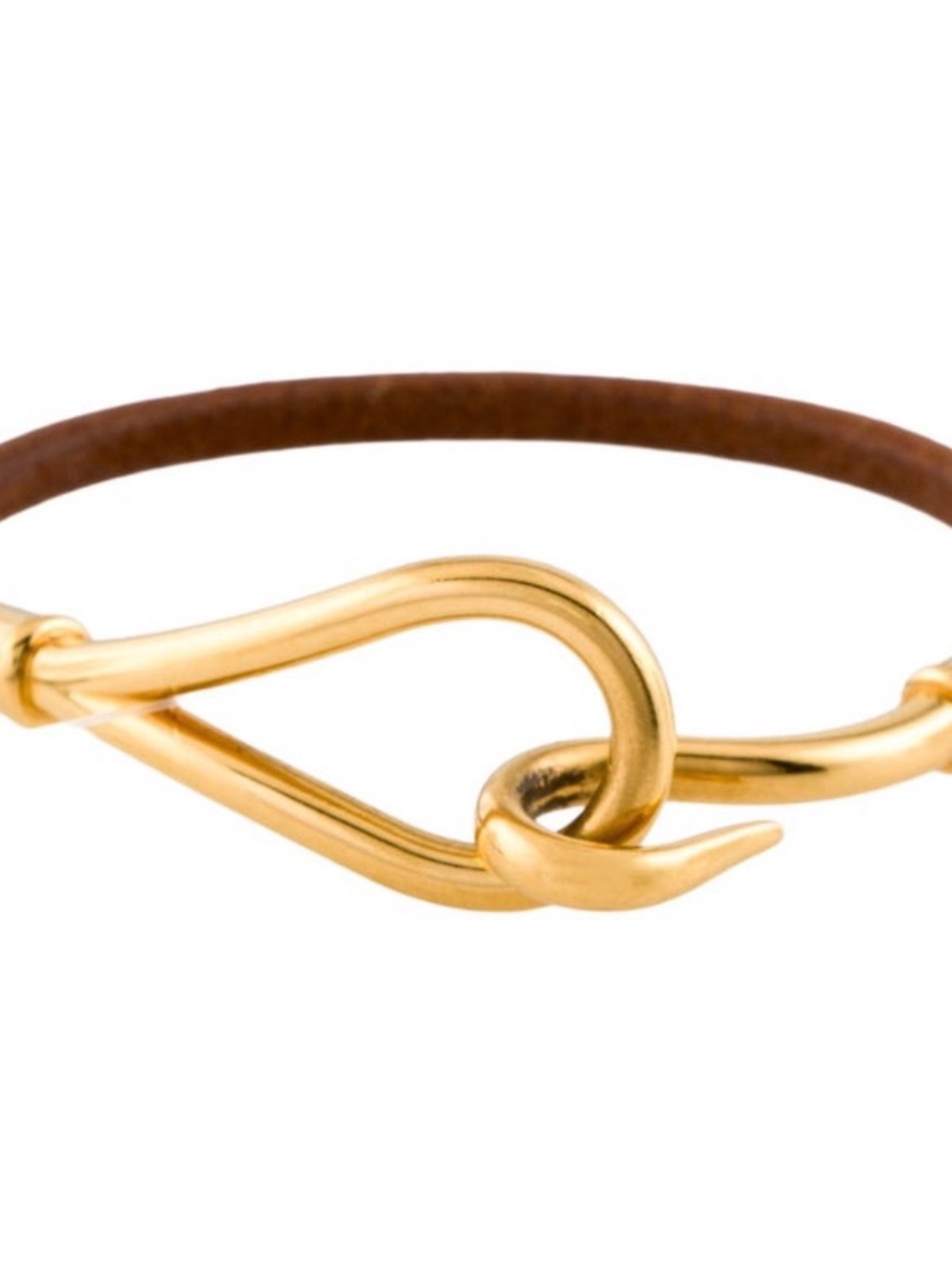 Hermes Brown Leather Bracelet with Gold Hook